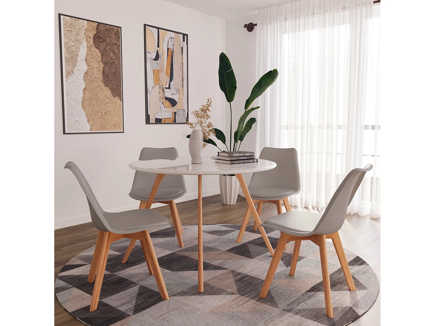 Set Di 4 Sedie Per Sala Da Pranzo Ufficio Con Gambe In Faggio Legno Massello Massiccio Stile Nordico Scandinavo Comoda Seduta Imbottita Ideale Per Soggiorno Grigio