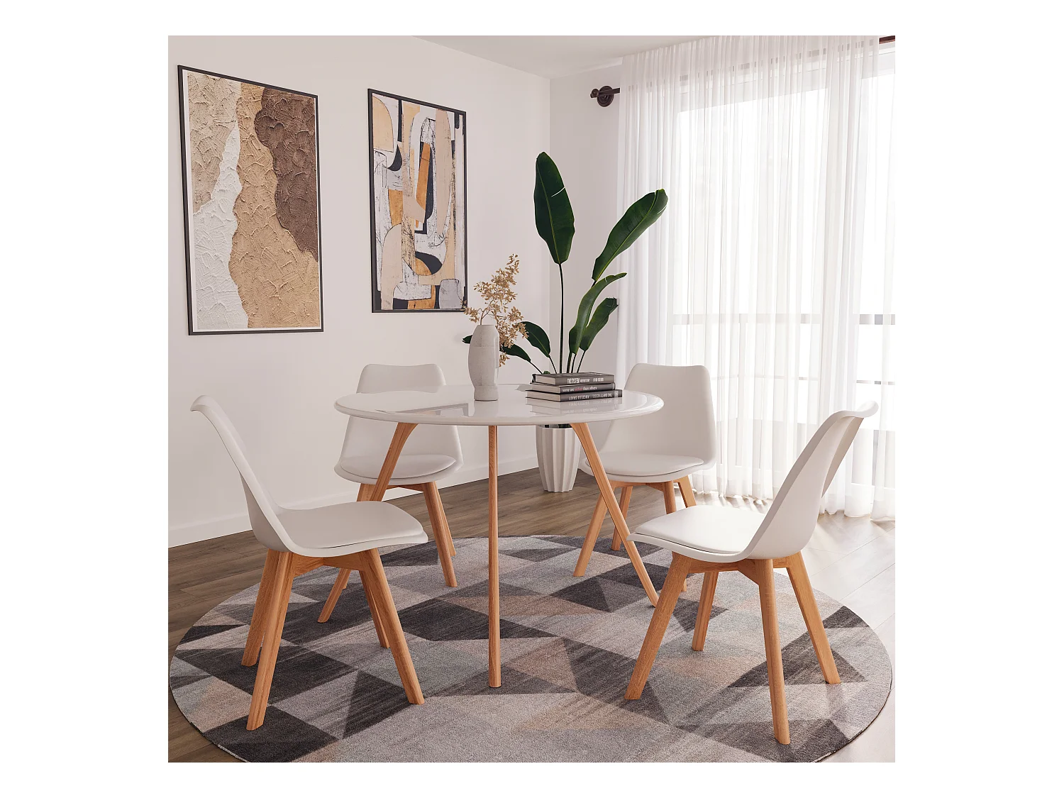 Set Di 4 Sedie Per Sala Da Pranzo Ufficio Con Gambe In Faggio Legno Massello Massiccio Stile Nordico Scandinavo Comoda Seduta Imbottita Soggiorno Sala Bianco