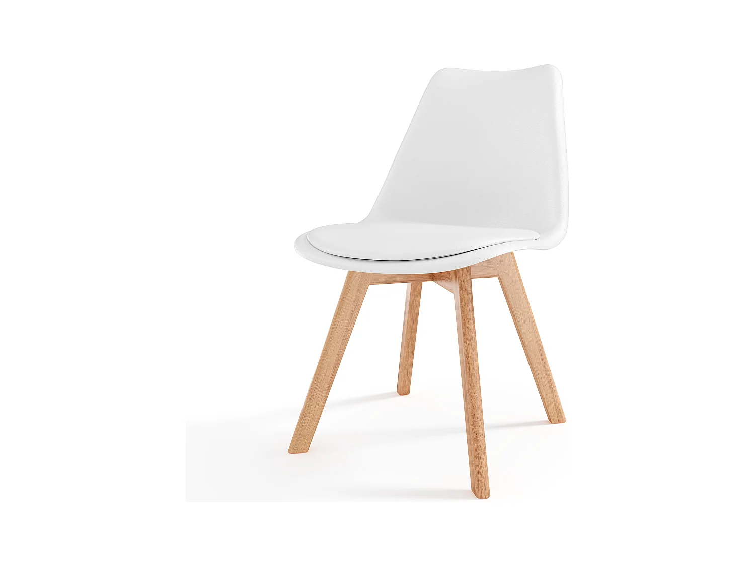 Set Di 4 Sedie Per Sala Da Pranzo Ufficio Con Gambe In Faggio Legno Massello Massiccio Stile Nordico Scandinavo Comoda Seduta Imbottita Soggiorno Sala Bianco