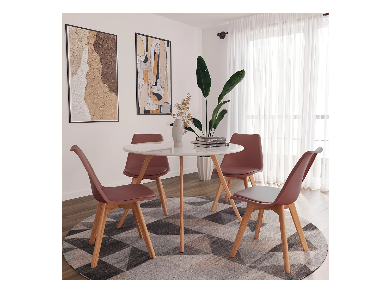 Set Di 4 Sedie Per Sala Da Pranzo Ufficio Con Gambe In Faggio Legno Massello Massiccio Stile Nordico Scandinavo Comoda Seduta Imbottita Ideale Sala Riunione Tortora