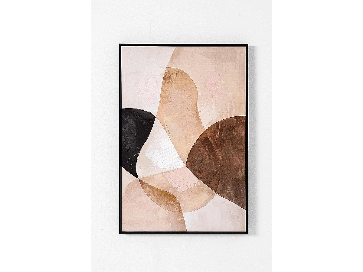 Lot de 2 tableaux peinture à l'huile ,peinte à la main abstraite avec cadre en bois coloris noir - Longueur 120 x Profondeur 4 x Hauteur 90 cm