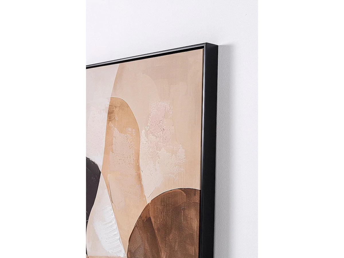 Lot de 2 tableaux peinture à l'huile ,peinte à la main abstraite avec cadre en bois coloris noir - Longueur 120 x Profondeur 4 x Hauteur 90 cm