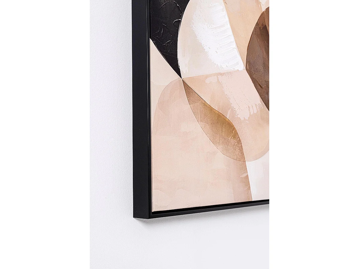 Lot de 2 tableaux peinture à l'huile ,peinte à la main abstraite avec cadre en bois coloris noir - Longueur 120 x Profondeur 4 x Hauteur 90 cm