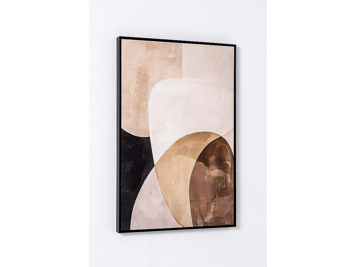 Lot de 2 tableaux peinture à l'huile ,peinte à la main abstraite avec cadre en bois coloris noir - Longueur 120 x Profondeur 4 x Hauteur 90 cm