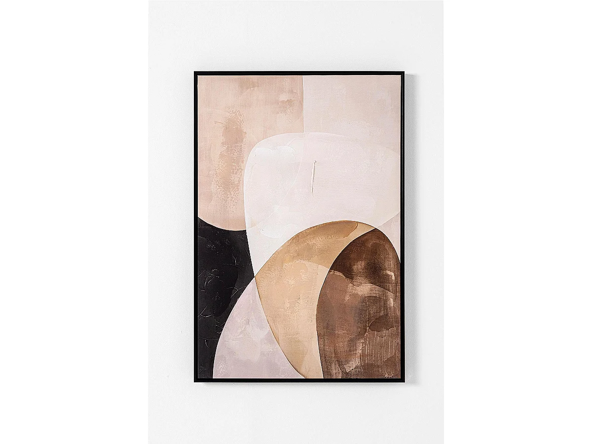 Lot de 2 tableaux peinture à l'huile ,peinte à la main abstraite avec cadre en bois coloris noir - Longueur 120 x Profondeur 4 x Hauteur 90 cm