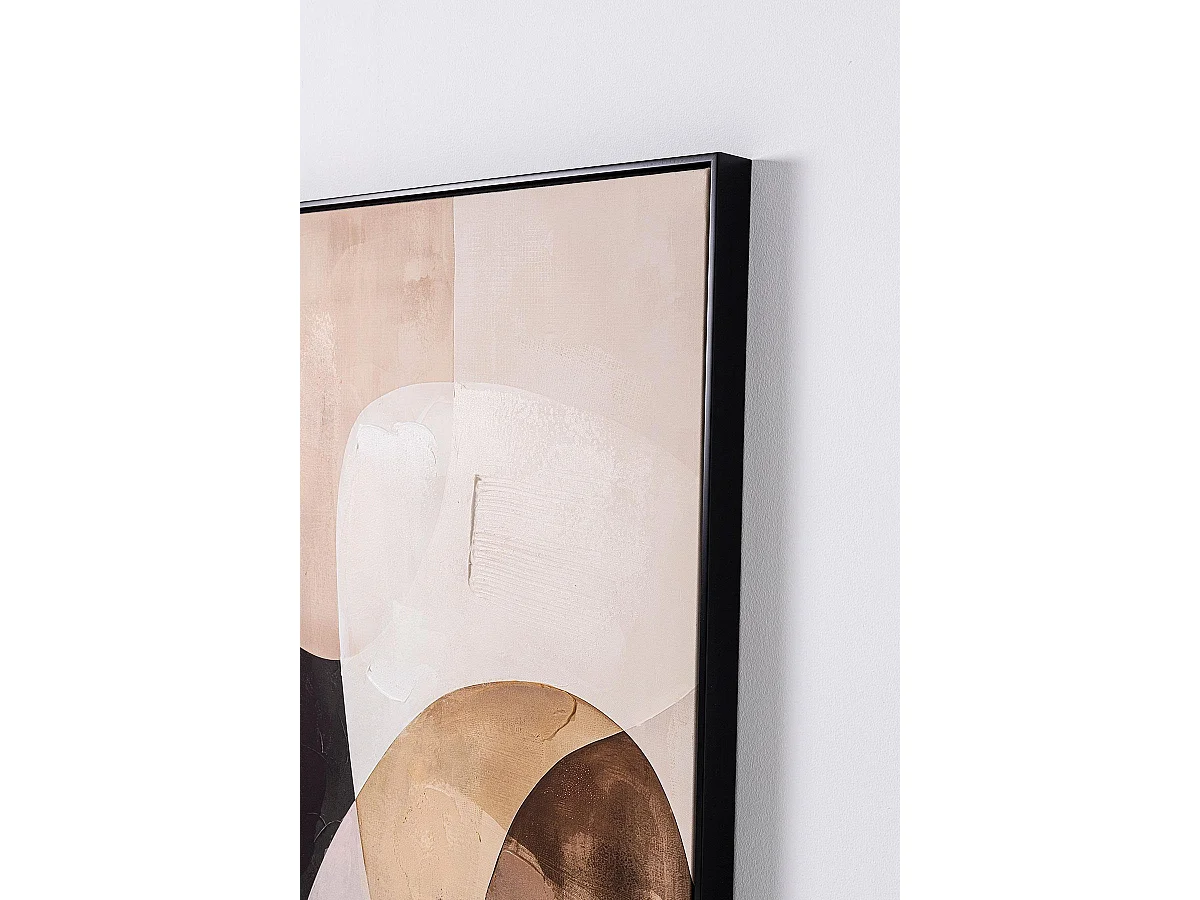 Lot de 2 tableaux peinture à l'huile ,peinte à la main abstraite avec cadre en bois coloris noir - Longueur 120 x Profondeur 4 x Hauteur 90 cm