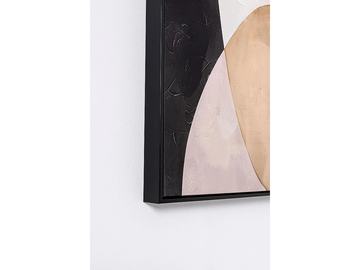 Lot de 2 tableaux peinture à l'huile ,peinte à la main abstraite avec cadre en bois coloris noir - Longueur 120 x Profondeur 4 x Hauteur 90 cm