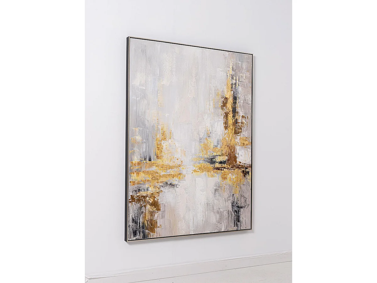 Tableau peinture à l'huile sur toile,peinte à la main avec cadre en bois noir - Longueur 120 x Profondeur 4 x Hauteur 160 cm