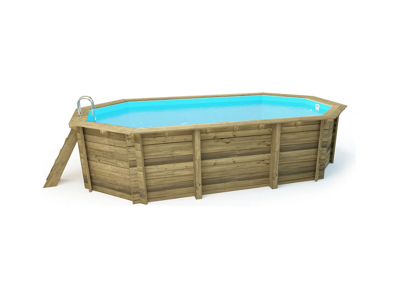 Piscine bois " Miami 145 " - 4.86 x 3.36 x 1.45 m + Bâche à bulles 180 µ + Bâche hiver 280 gr/m²