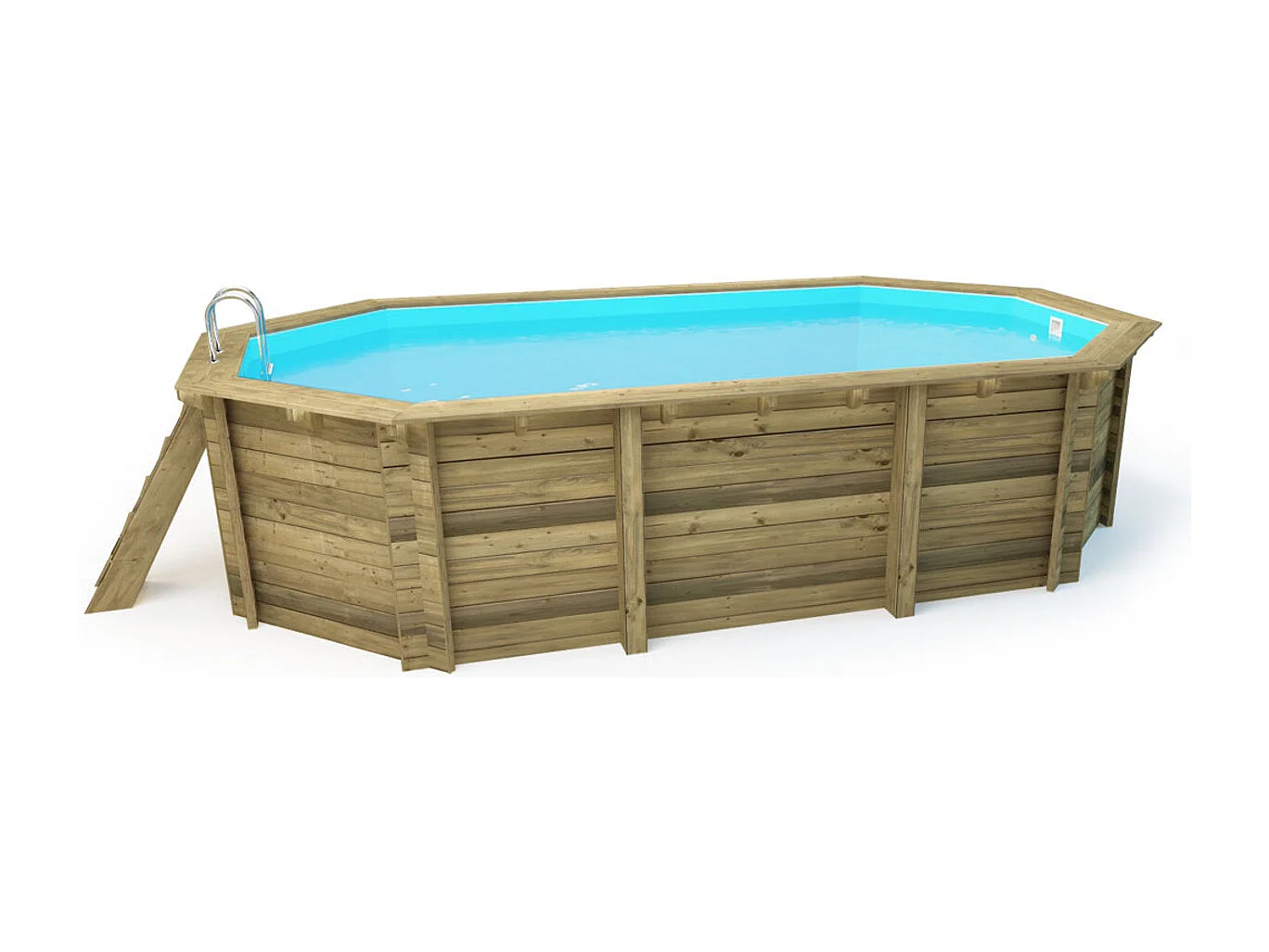 Piscine bois " Miami 145 " - 4.86 x 3.36 x 1.45 m + Bâche à bulles 180 µ + Bâche hiver 280 gr/m²