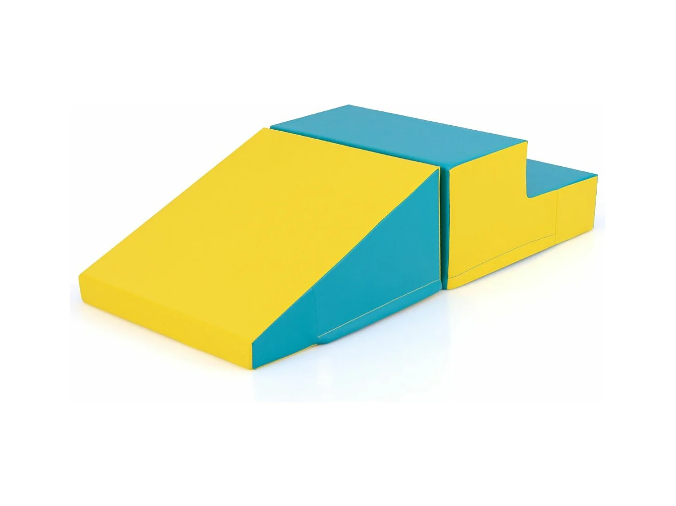 2PCS Parcours Motricité Bébé en Mousse avec Housse Amovible en PU, Module Motricité Bébé avec Marche & Toboggan, Jouets Éducatifs pour Ramper Grimper (Jaune+Vert)