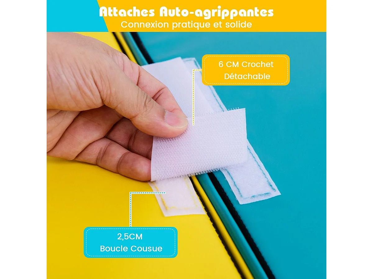 2PCS Parcours Motricité Bébé en Mousse avec Housse Amovible en PU, Module Motricité Bébé avec Marche & Toboggan, Jouets Éducatifs pour Ramper Grimper (Jaune+Vert)