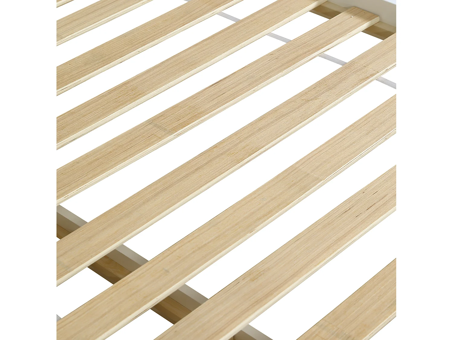 Lit double 120x200cm - Avec lit gigogne 90x190cm - Avec LED + prise USB - Tête de lit avec rangement - Blanc