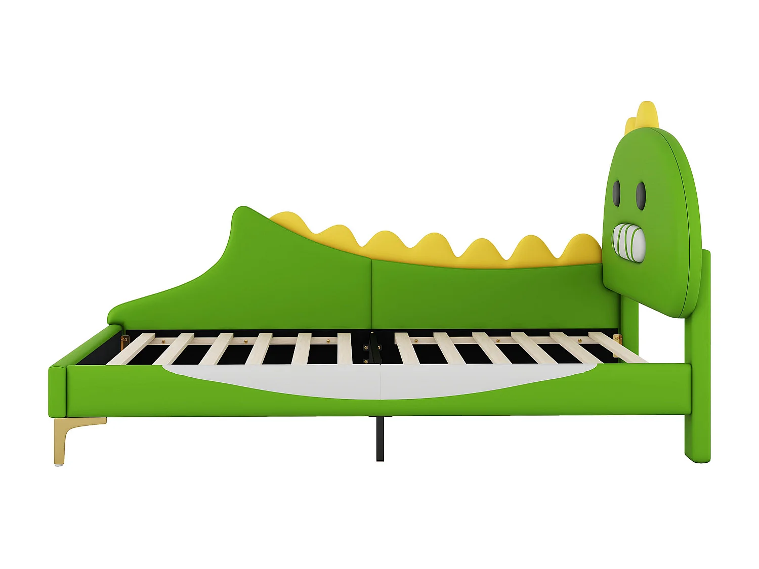 Lit enfant 90x200 cm Lit simple - PU vert - tête de lit dessin animé - avec sommier à lattes