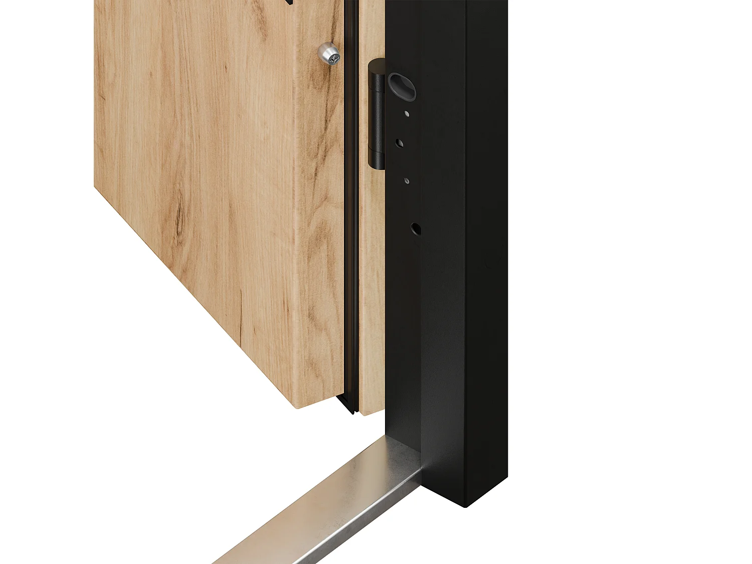 Porte d'entrée en acier pleine et inox H207 x L100 cm effet chêne - Epaisseur 68 mm - poussant droit - LUSADA