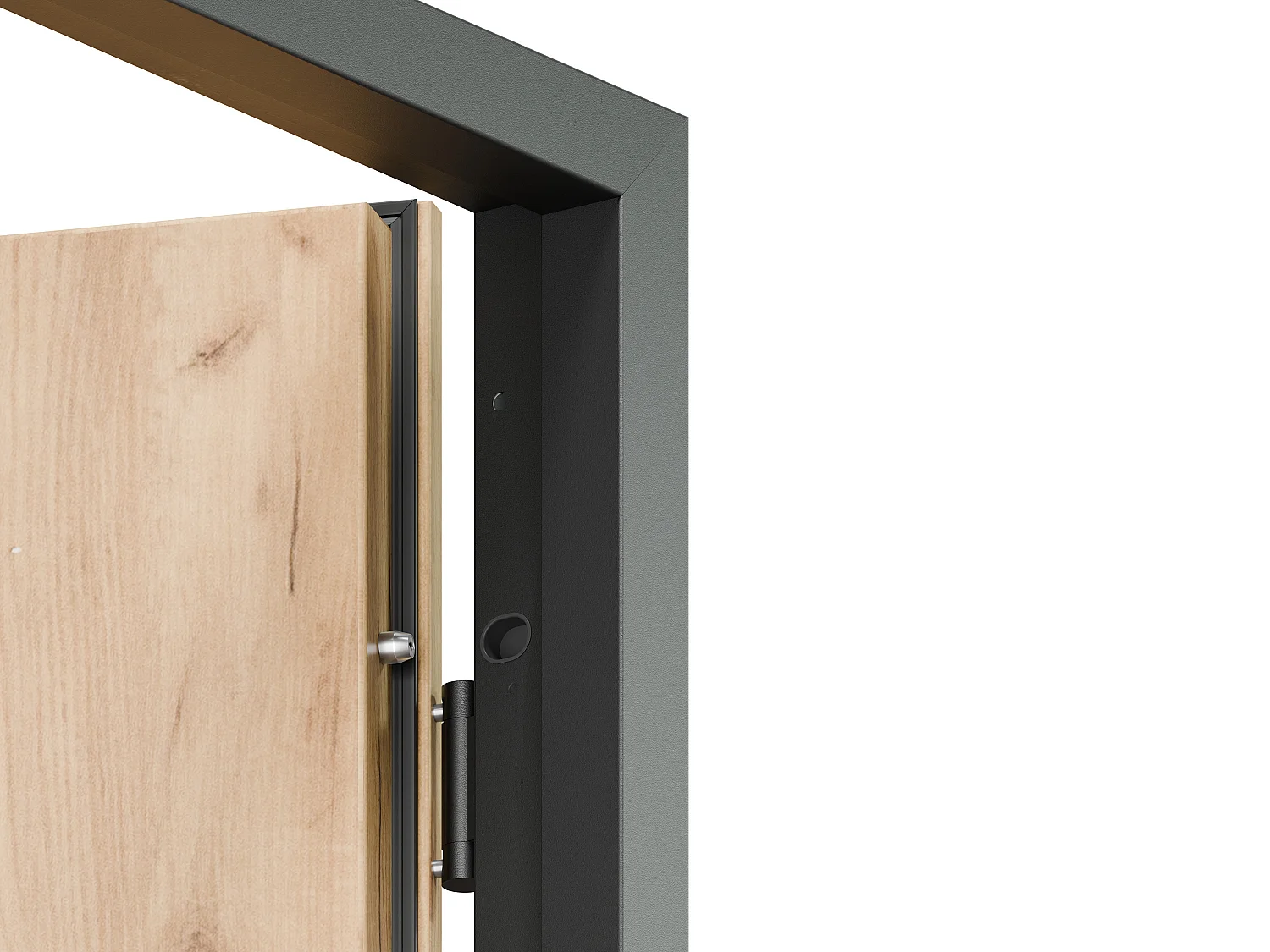 Porte d'entrée en acier pleine et inox H207 x L100 cm effet chêne - Epaisseur 68 mm - poussant droit - LUSADA