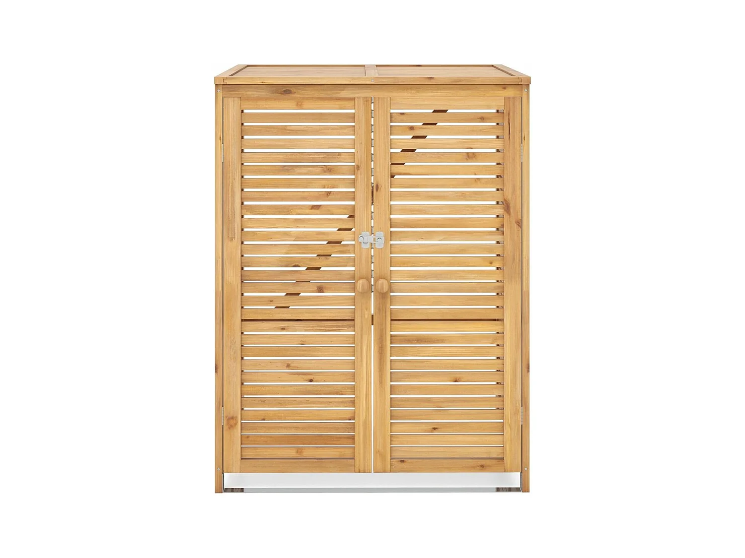 Cache Poubelle Exterieur 120 L, Abri Poubelle en Bois avec Couvercle Relevable, Doubles Portes, Loquet de Verrouillage, Naturel