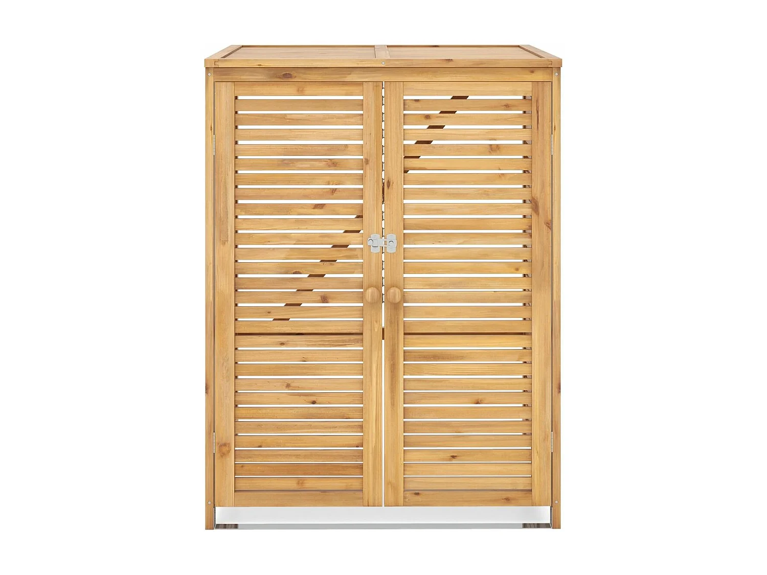 Cache Poubelle Exterieur 120 L, Abri Poubelle en Bois avec Couvercle Relevable, Doubles Portes, Loquet de Verrouillage, Naturel