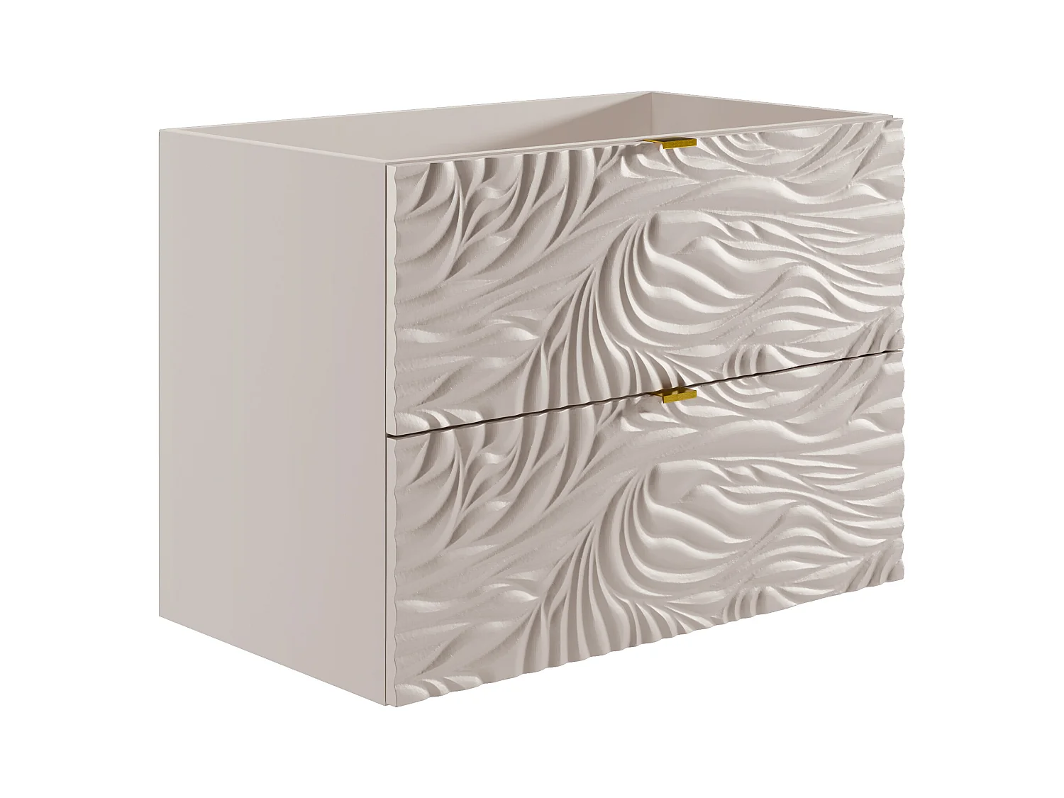 Meuble sous vasque suspendu texturé - Beige - 80 cm - RINAREL