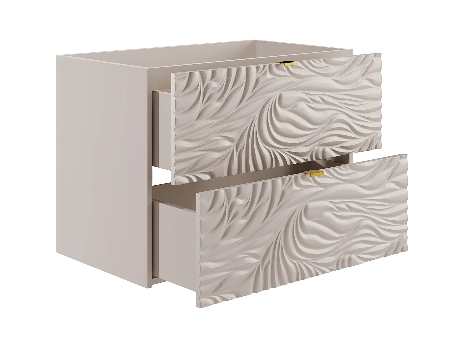 Meuble sous vasque suspendu texturé - Beige - 80 cm - RINAREL