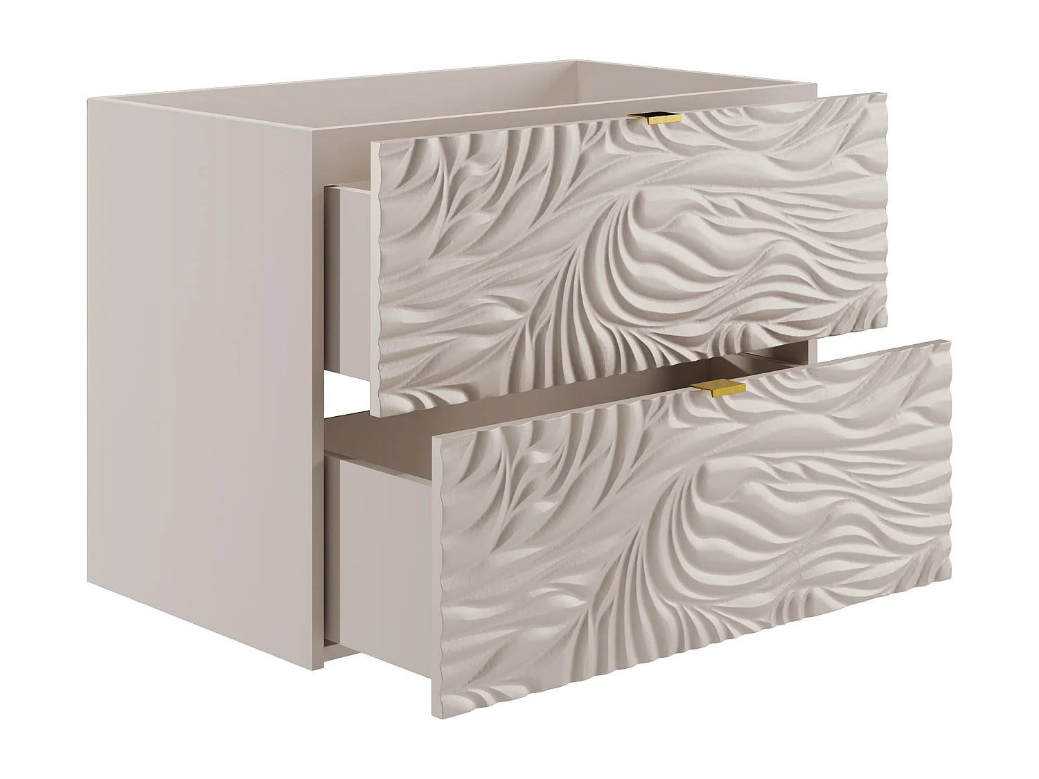 Meuble sous vasque suspendu texturé - Beige - 80 cm - RINAREL