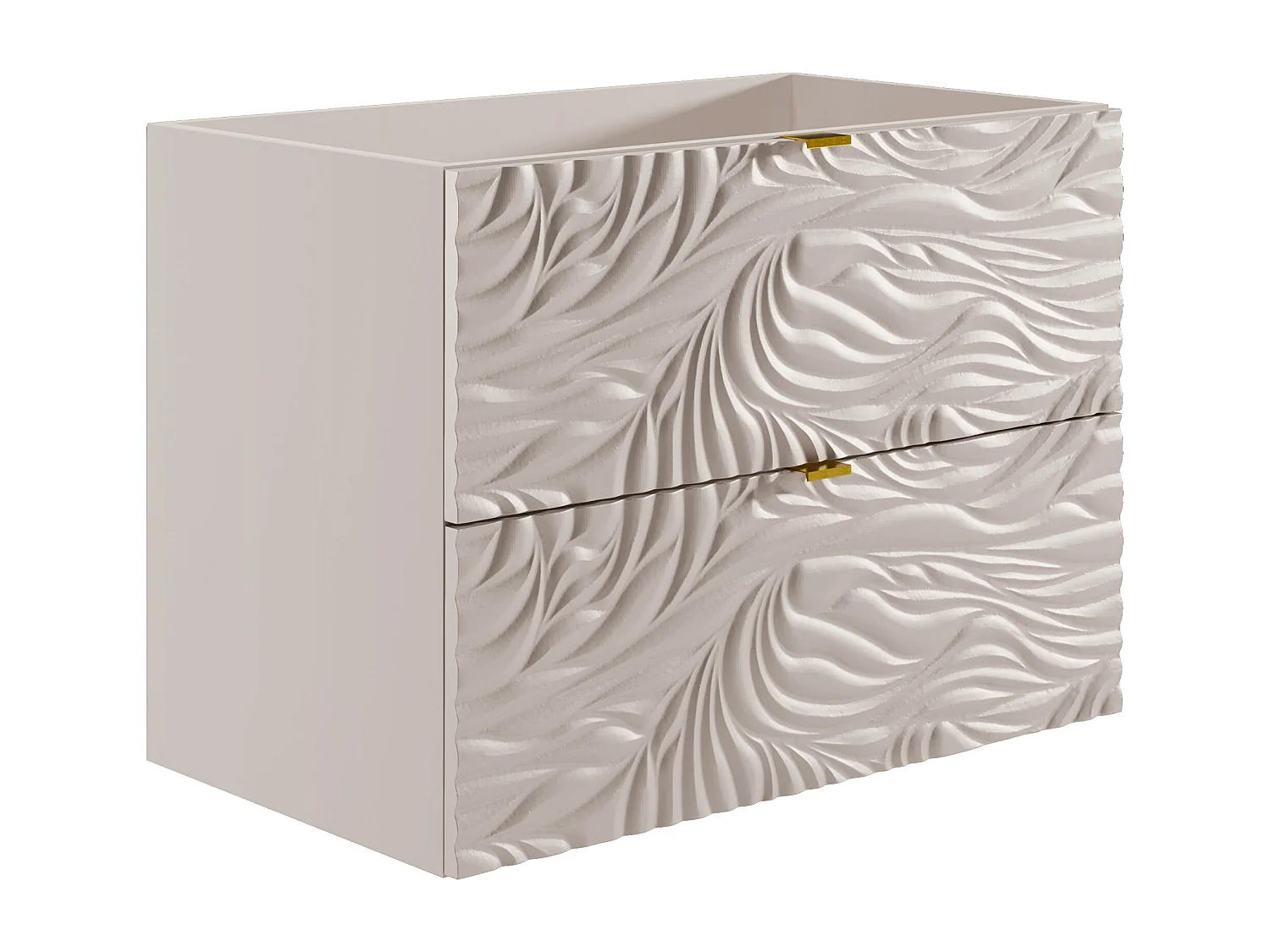 Meuble sous vasque suspendu texturé - Beige - 80 cm - RINAREL