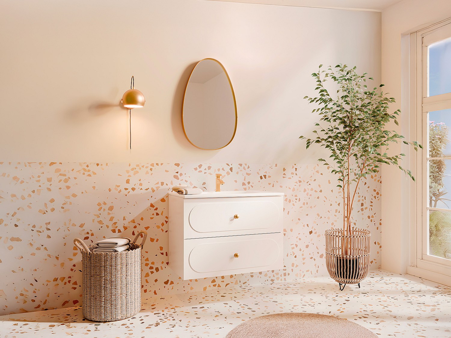 Badezimmermöbel hängend - Weiß - 80 cm - SATOBAL günstig online kaufen