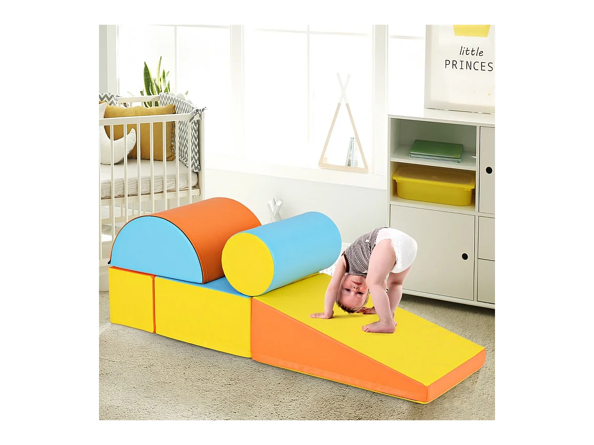 5PCS Parcours Motricité Bébé en Mousse EPE avec Housse en PU, Module Motricité Bébé avec Fermeture Clair, pour Enfants d'Âge Préscolaire (Jaune)