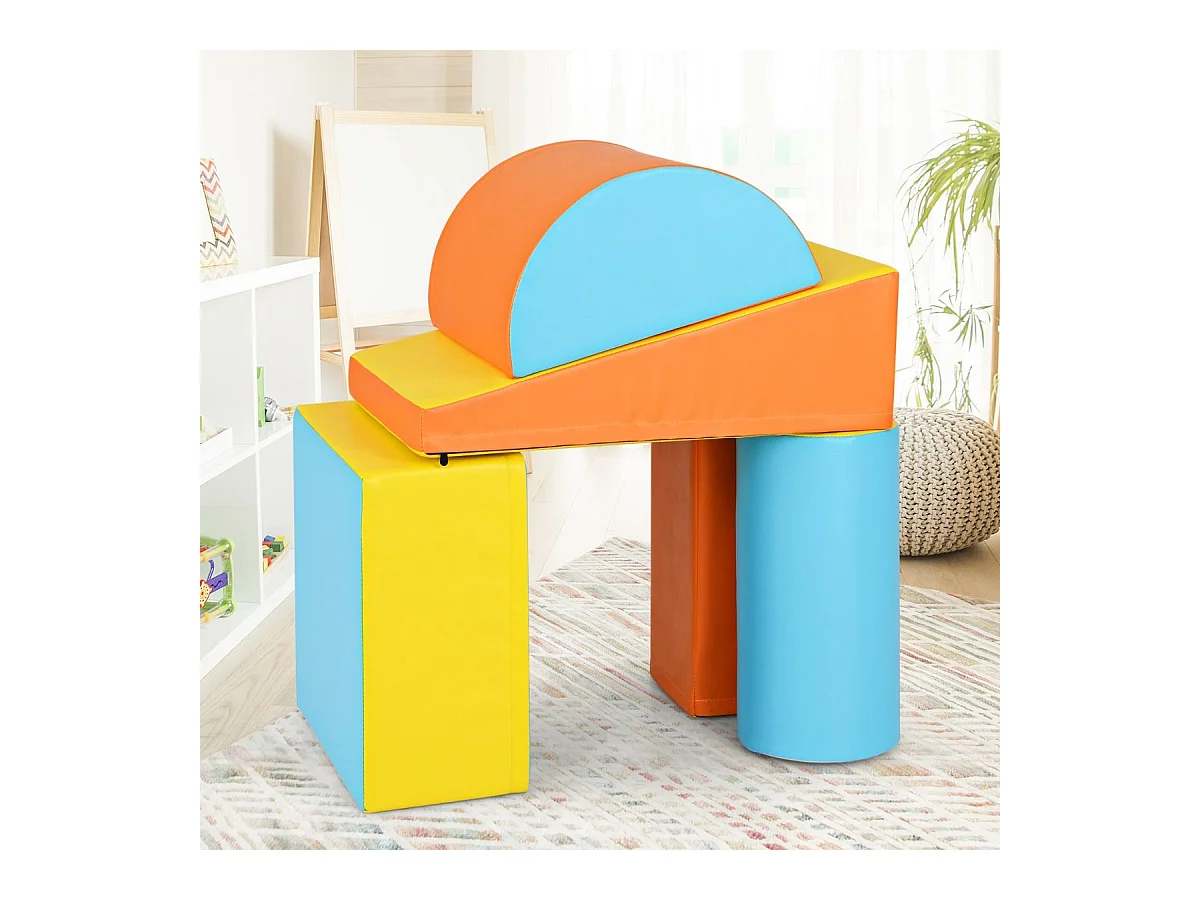 5PCS Parcours Motricité Bébé en Mousse EPE avec Housse en PU, Module Motricité Bébé avec Fermeture Clair, pour Enfants d'Âge Préscolaire (Jaune)