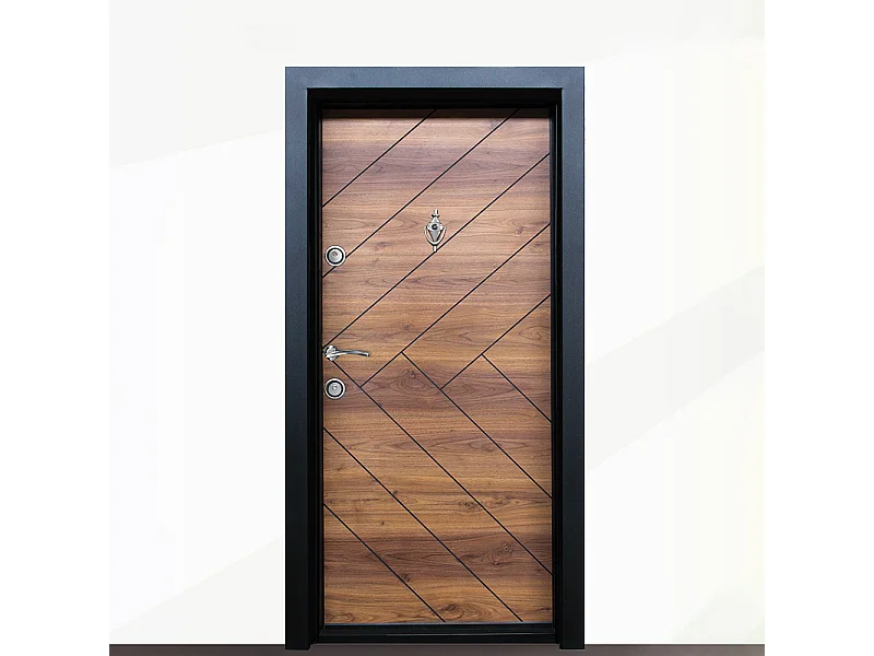 Porta blindata d’ingresso moderna rovere PL54 interna destra