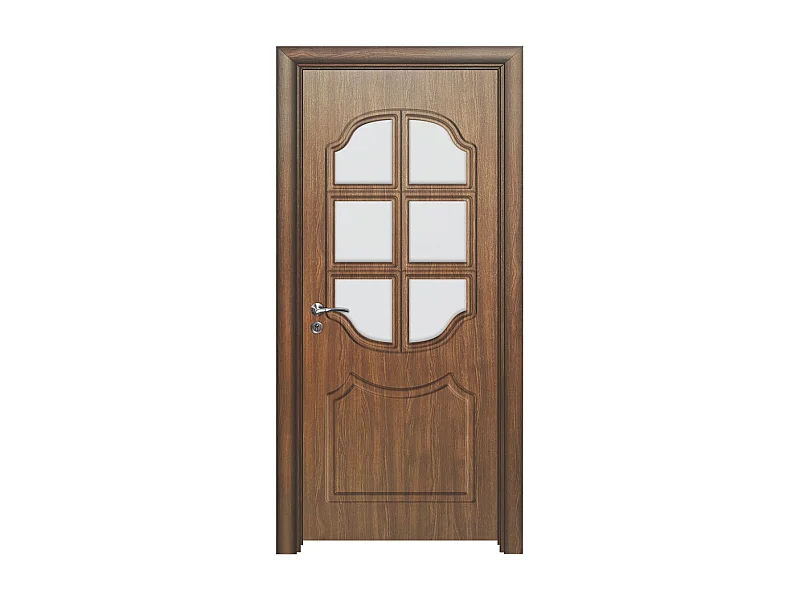 Porta da interno con vetro noce 80x197 (telaio 10-14cm) PIE6