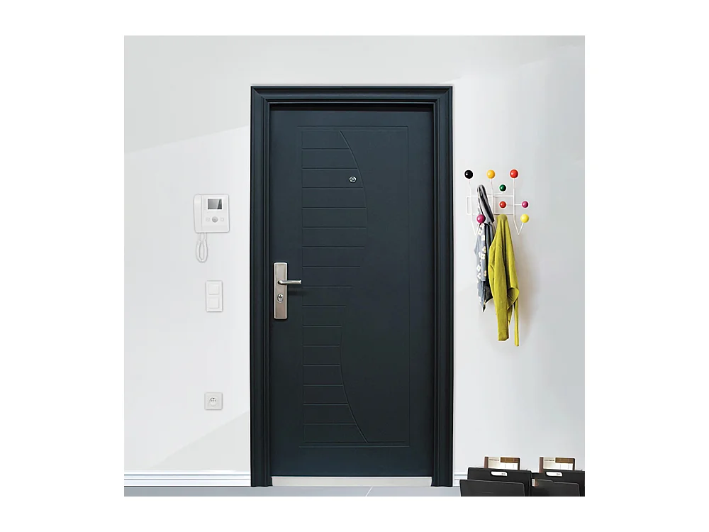 Porta blindata d'ingresso con spioncino apertura esterna destra P8 90x210 grigio opaco