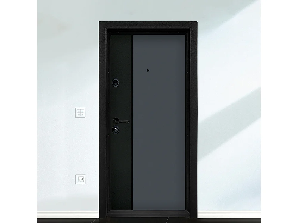 Porta blindata d’ingresso 95x205 grigia e nero PL63