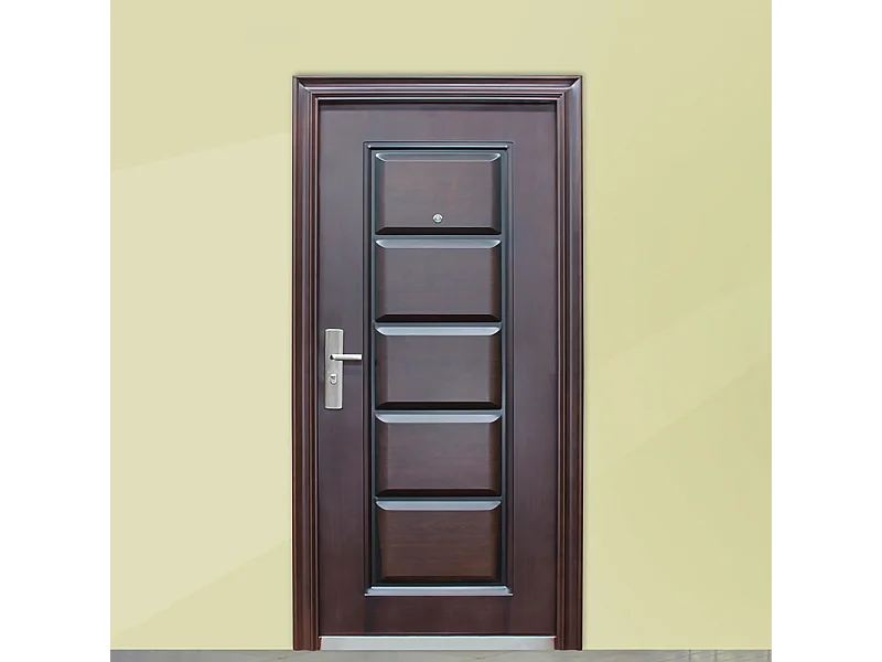 Porta blindata da ingresso con spioncino apertura esterna sinistra P4 96x200 effetto legno