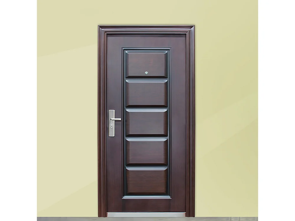 Porta blindata da ingresso con spioncino apertura esterna destra P4 96x200 effetto legno