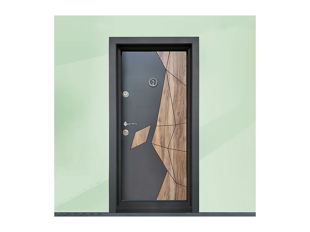 Porta blindata d’ingresso antracite e effetto legno PL47