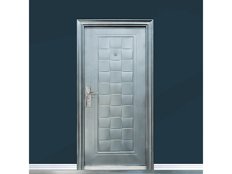 Porta blindata da esterno verniciata apertura esterna sinistra P5 90x197 grigio argento