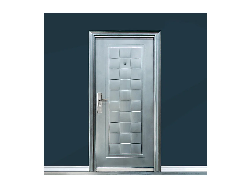 Porta blindata da esterno verniciata apertura esterna sinistra P5 90x197 grigio argento