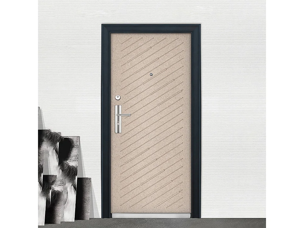 Porta blindata d'ingresso design moderno e spioncino apertura interna sinistra P14 90x200 effetto legno