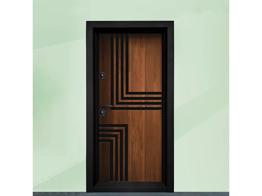 Porta blindata d’ingresso rovere e nero PL48