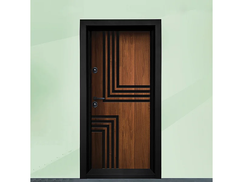 Porta blindata d’ingresso rovere e nero PL48