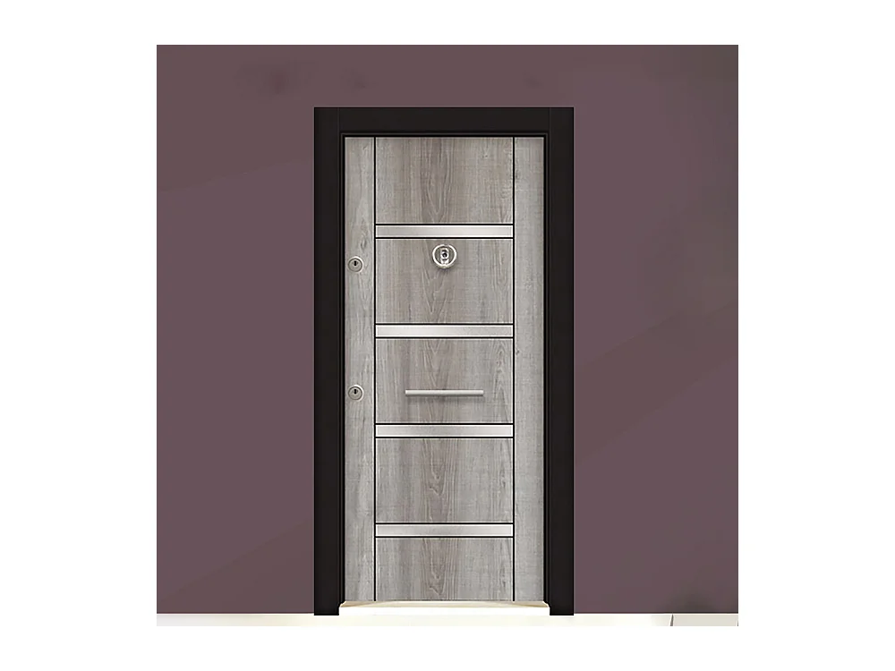 Porta d’ingresso blindata effetto legno chiaro PL53 interna sinistra