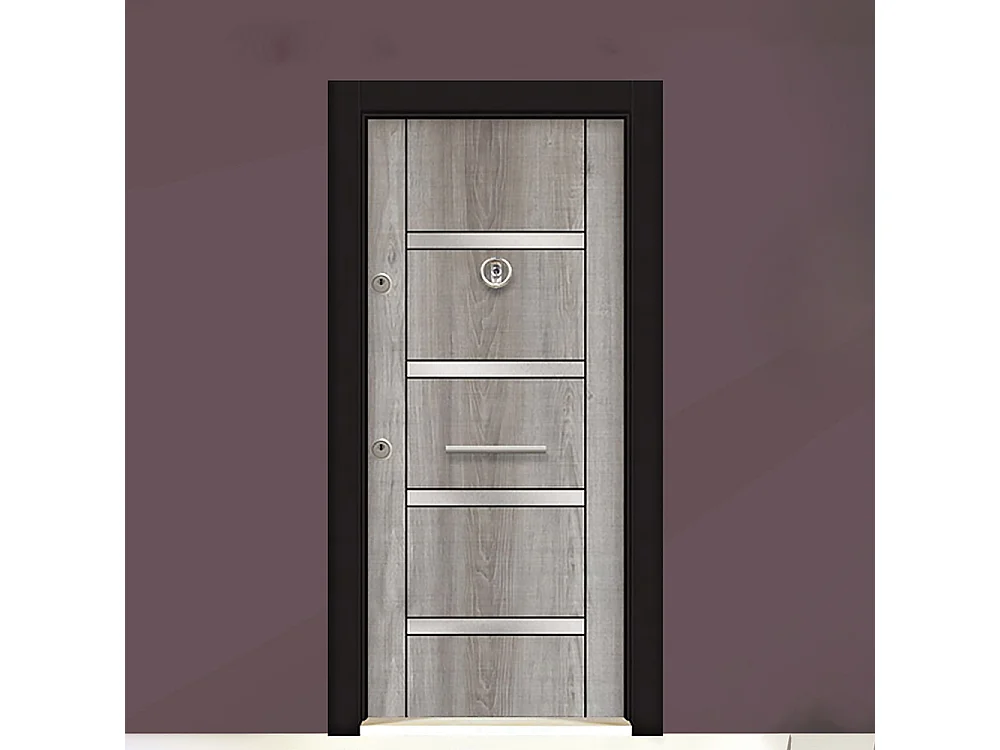 Porta d’ingresso blindata effetto legno chiaro PL53 interna sinistra