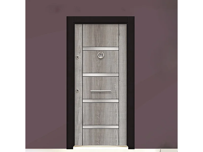 Porta d’ingresso blindata effetto legno chiaro PL53 interna sinistra