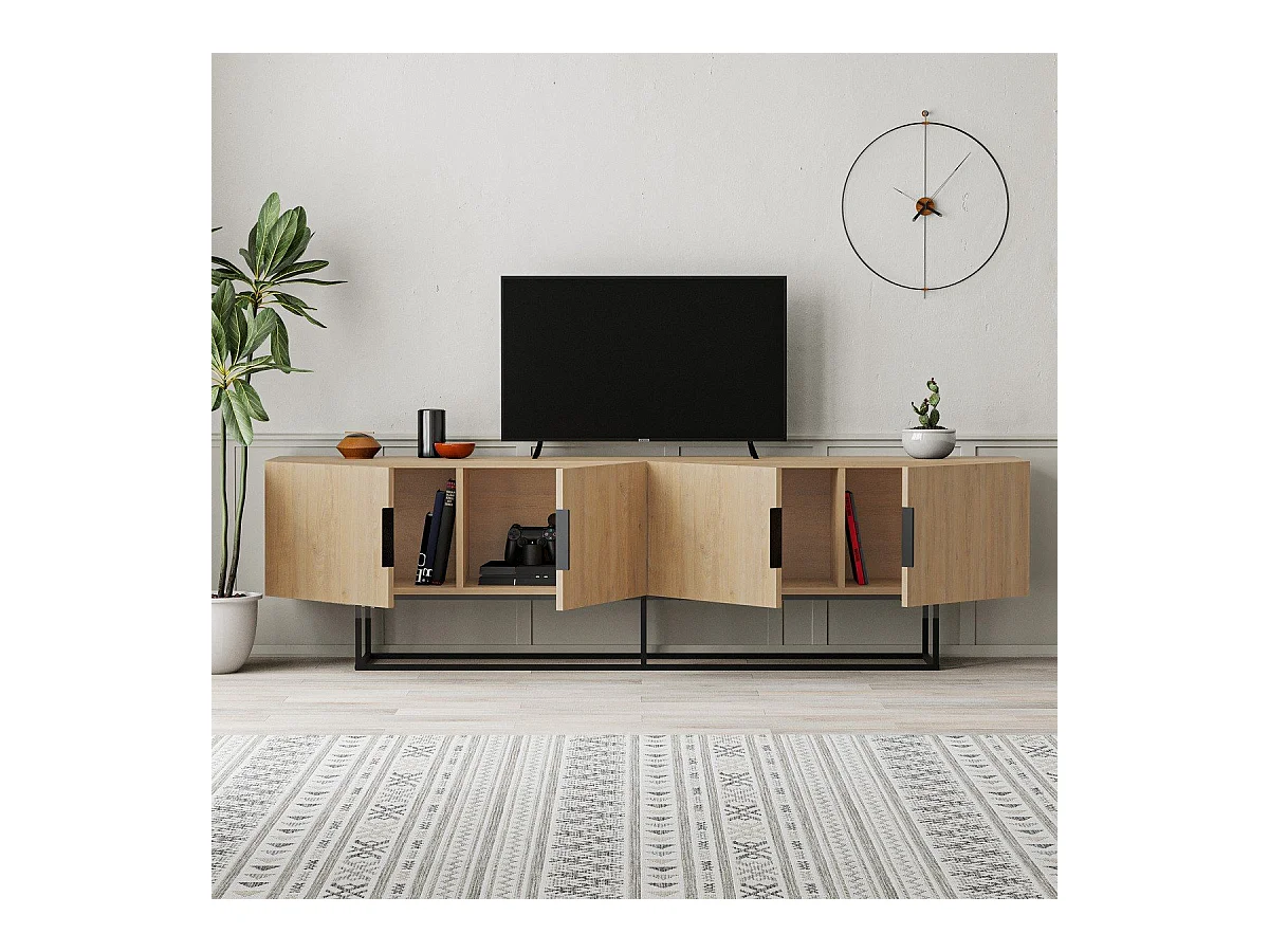Meuble TV 4 portes avec pieds en métal L200 cm - TITAN