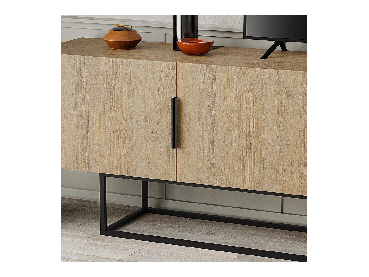 Meuble TV 4 portes avec pieds en métal L200 cm - TITAN