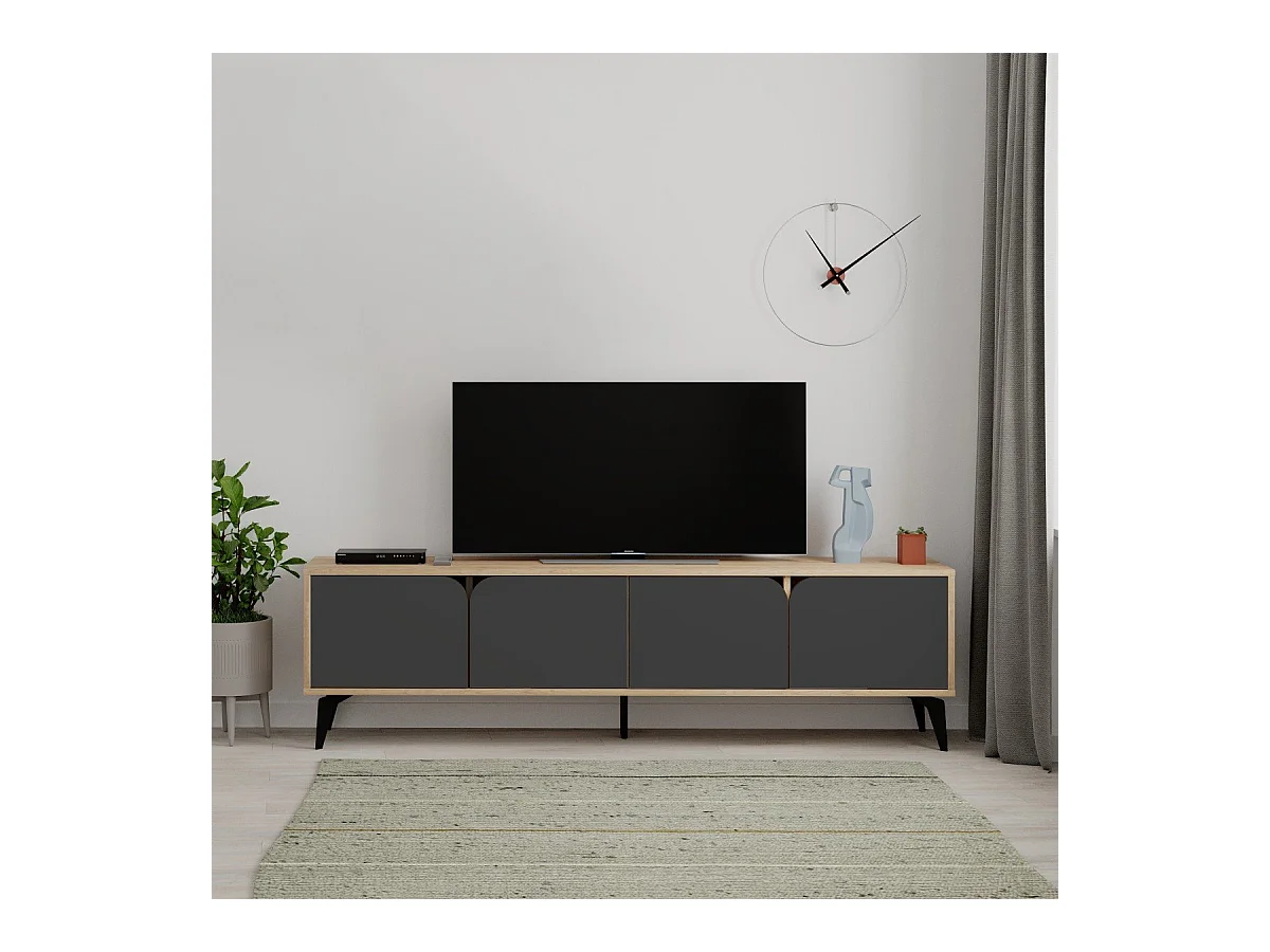 Meuble TV 4 portes avec pieds en métal L180 cm - FLORA
