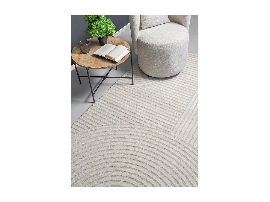 Tapis Everest moderne arc curve - Crème - 140 x 200 cm