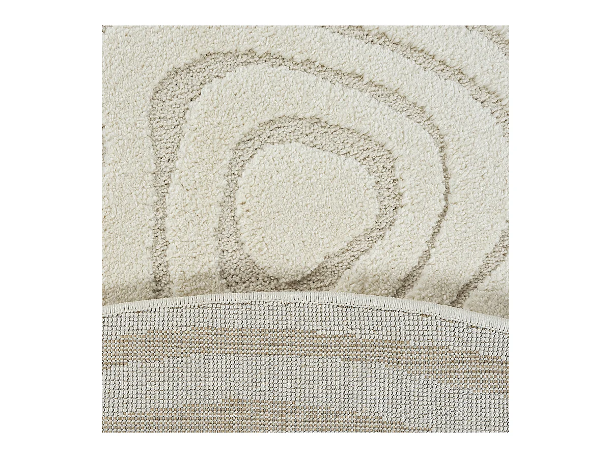 Tapis Everest moderne effet 3D - Crème - 200 cm Ronde