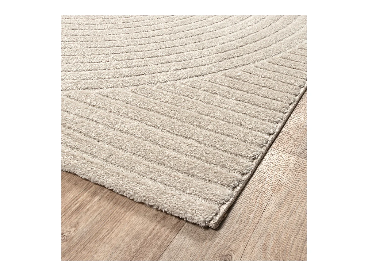 Tapis Everest moderne effet haut-bas 3D - Beige - 80 x 150 cm